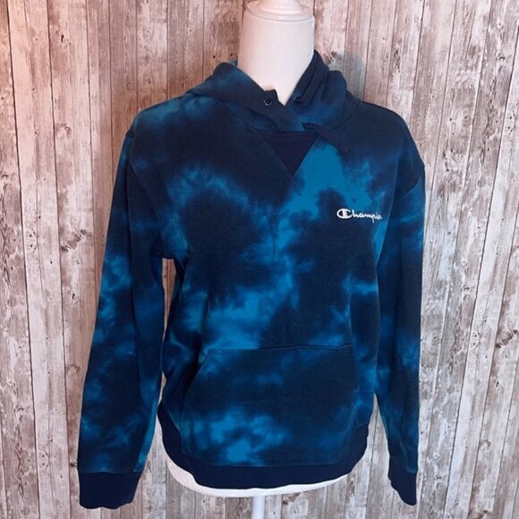 Champion Blue Tie Dye Cropped Sweatshirt size Medium - Picture 1 of 5